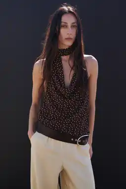 Wehkamp Mango blousetop met stippen bruin aanbieding
