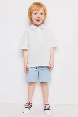 Wehkamp Mango Kids polo met linnen wit aanbieding