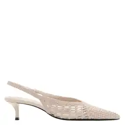 Wehkamp Mango leren slingback pumps ecru aanbieding