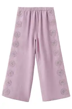 Wehkamp Mango Kids broek met borduursels - lila aanbieding