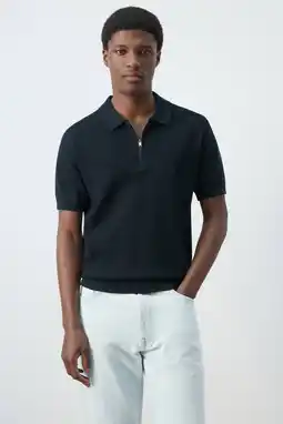 Wehkamp Mango Man regular polo gebreid donkerblauw aanbieding