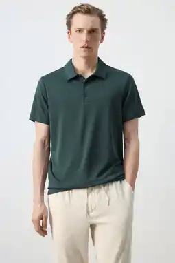 Wehkamp Mango Man slim polo donkergroen aanbieding