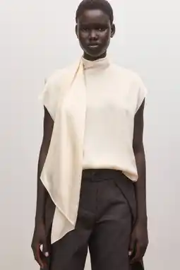 Wehkamp Mango zijden top met col ecru aanbieding