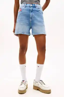 Wehkamp Tommy Jeans straight highwaist short medium blue denim aanbieding