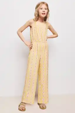 Wehkamp Mango Kids gebloemde jumpsuit geel aanbieding