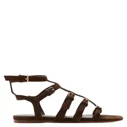 Wehkamp Mango leren sandalen donkerbruin aanbieding