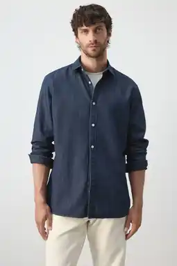 Wehkamp Mango Man regular casual overhemd met linnen aanbieding