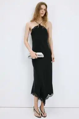 Wehkamp Mango maxi jurk met kant zwart aanbieding