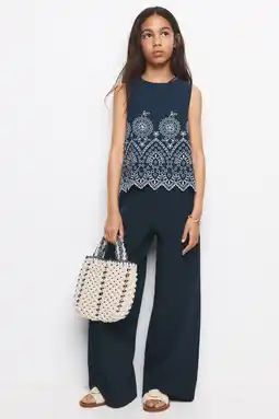 Wehkamp Mango Kids mouwloze top donkerblauw aanbieding