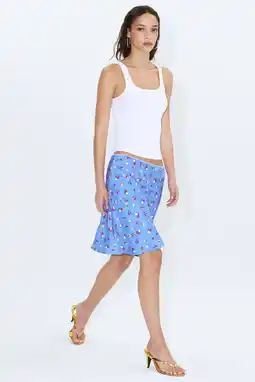 Wehkamp Mango gebloemde A-lijn rok blauw aanbieding
