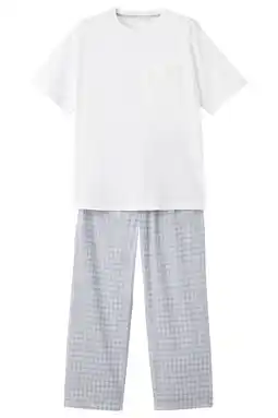 Wehkamp Mango Man pyjama wit/blauw aanbieding
