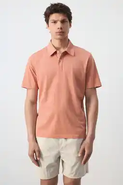 Wehkamp Mango Man relaxed fit polo - pasteloranje aanbieding