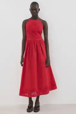 Wehkamp Mango zomerjurk broderie rood aanbieding