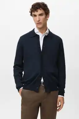 Wehkamp Mango Man gebreid vest met wol donkerblauw aanbieding