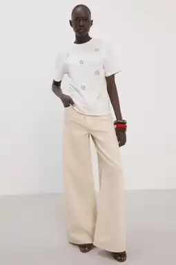 Wehkamp Mango T-shirt met bloem wit aanbieding