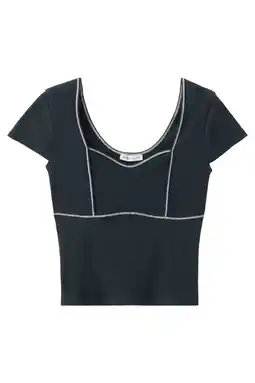 Wehkamp MANGO TEEN cropped top donkerblauw rib gebreid aanbieding