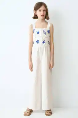 Wehkamp Mango Kids jumpsuit linnen ecru aanbieding