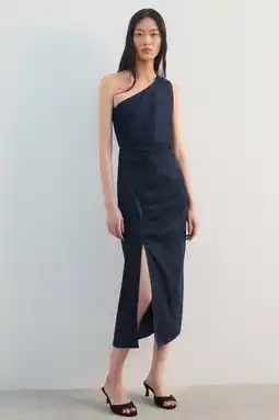 Wehkamp Mango off shoulder jurk dark blue denim aanbieding
