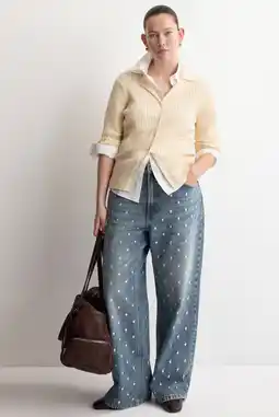 Wehkamp Mango wide leg jeans met stippen medium blue denim aanbieding