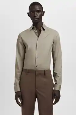 Wehkamp Mango Man Slim casual overhemd beige aanbieding