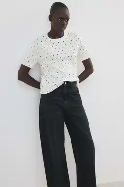 Wehkamp Mango T-shirt met stippen ecru aanbieding