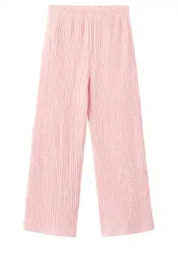Wehkamp Mango Kids straight casual broek roze met textuur aanbieding