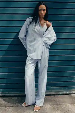 Wehkamp Mango gestreepte blouse lichtblauw aanbieding