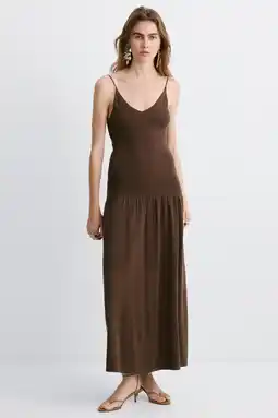 Wehkamp Mango maxi jurk donkerbruin aanbieding
