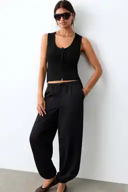 Wehkamp MANGO TEEN top zwart rib gebreid aanbieding