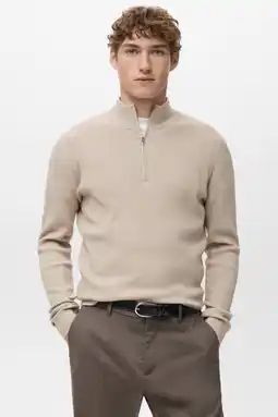 Wehkamp Mango Man trui rib gebreid beige aanbieding