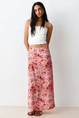 Wehkamp MANGO TEEN gebloemde maxi rok roze aanbieding