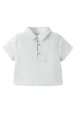 Wehkamp Mango Kids gestreepte polo lichtblauw aanbieding
