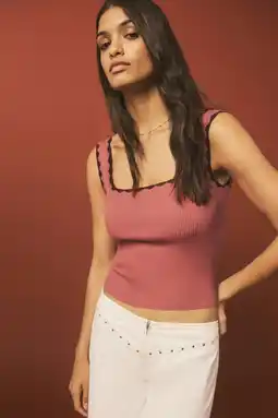 Wehkamp MANGO TEEN cropped top roze rib gebreid aanbieding