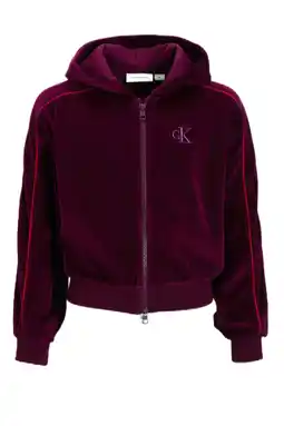 Wehkamp Calvin Klein fluwelen sweatvest paars aanbieding