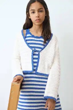 Wehkamp Mango Kids gebreid vest ecru aanbieding