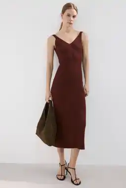 Wehkamp Mango midi jurk donkerrood aanbieding