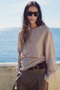 Wehkamp Mango top met krijtstreep beige aanbieding