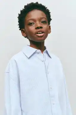 Wehkamp Mango Kids gestreept casual overhemd lichtblauw aanbieding