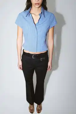 Wehkamp Mango katoenen geruite blouse - blauw aanbieding