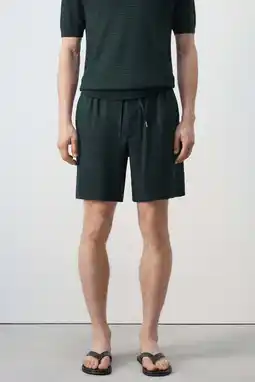 Wehkamp Mango Man linnen korte broek - donkergroen aanbieding