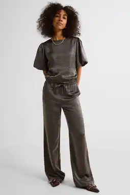 Wehkamp Ruby metallic top met pofmouwen zilver aanbieding
