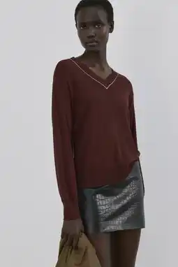 Wehkamp Mango fijn gebreide trui bruin aanbieding