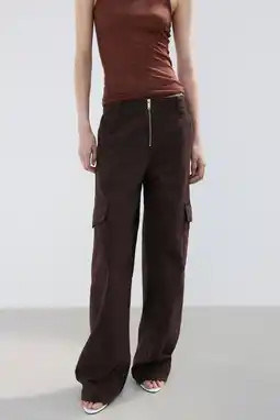 Wehkamp Mango lowwaist wide leg jeans donkerbruin aanbieding