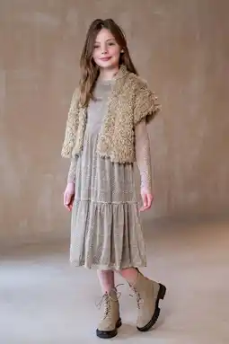 Wehkamp Like Flo midi jurk beige aanbieding