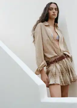 Wehkamp Mango geruit blouse beige aanbieding
