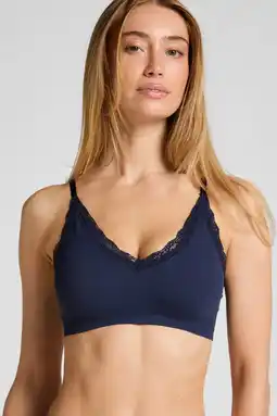 Wehkamp Hunkemöller niet-voorgevormde bralette Lola mdet ribstructuur donkerblauw aanbieding