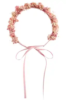 Wehkamp Mango Kids haarband met droogbloemen - pastelroze/ecru aanbieding
