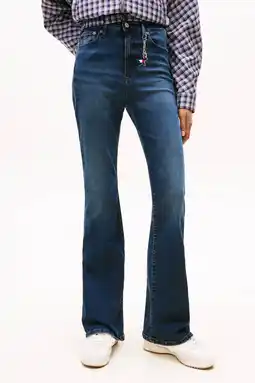 Wehkamp Tommy Jeans highwaist flared jeans dark blue denim aanbieding
