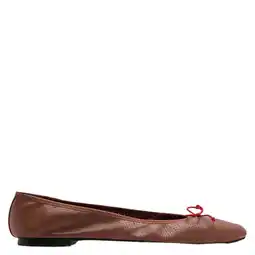 Wehkamp Mango leren ballerina's met strik donkerbruin aanbieding
