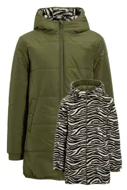 Wehkamp Anytime gewatteerde reversible jas zebra/khaki aanbieding